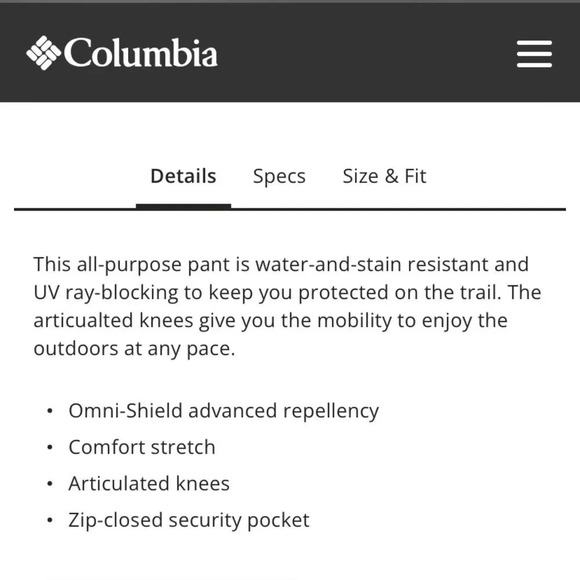 COLUMBIA NWOT Royce Peak II Pant in City Grey - Picture 11 of 11